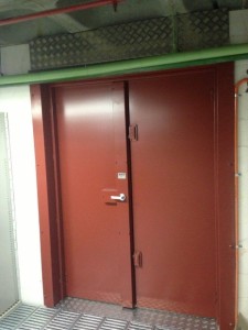 Double fire door, four point lock, high security